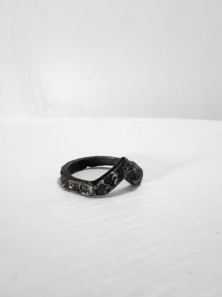 Black Textured and Pointed Stainless Steel Ring