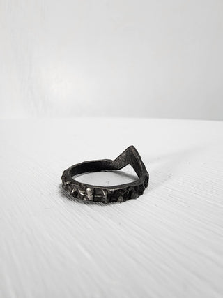 Black Textured and Pointed Stainless Steel Ring