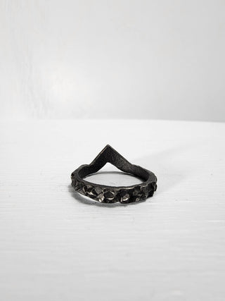 Black Textured and Pointed Stainless Steel Ring