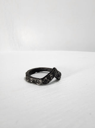 Black Textured and Pointed Stainless Steel Ring