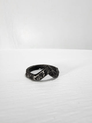 Black Textured and Pointed Stainless Steel Ring