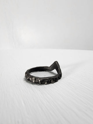 Black Textured and Pointed Stainless Steel Ring