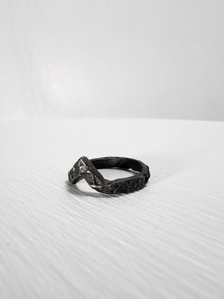 Black Textured and Pointed Stainless Steel Ring