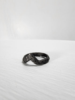 Black Textured and Pointed Stainless Steel Ring