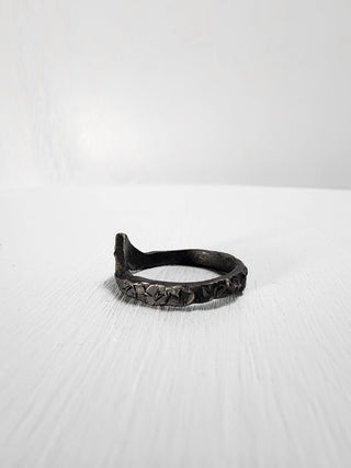 Black Textured and Pointed Stainless Steel Ring