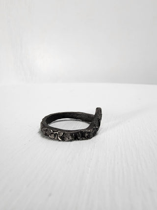 Black Textured and Pointed Stainless Steel Ring