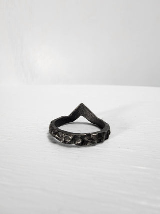 Black Textured and Pointed Stainless Steel Ring