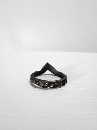 Black Textured and Pointed Stainless Steel Ring